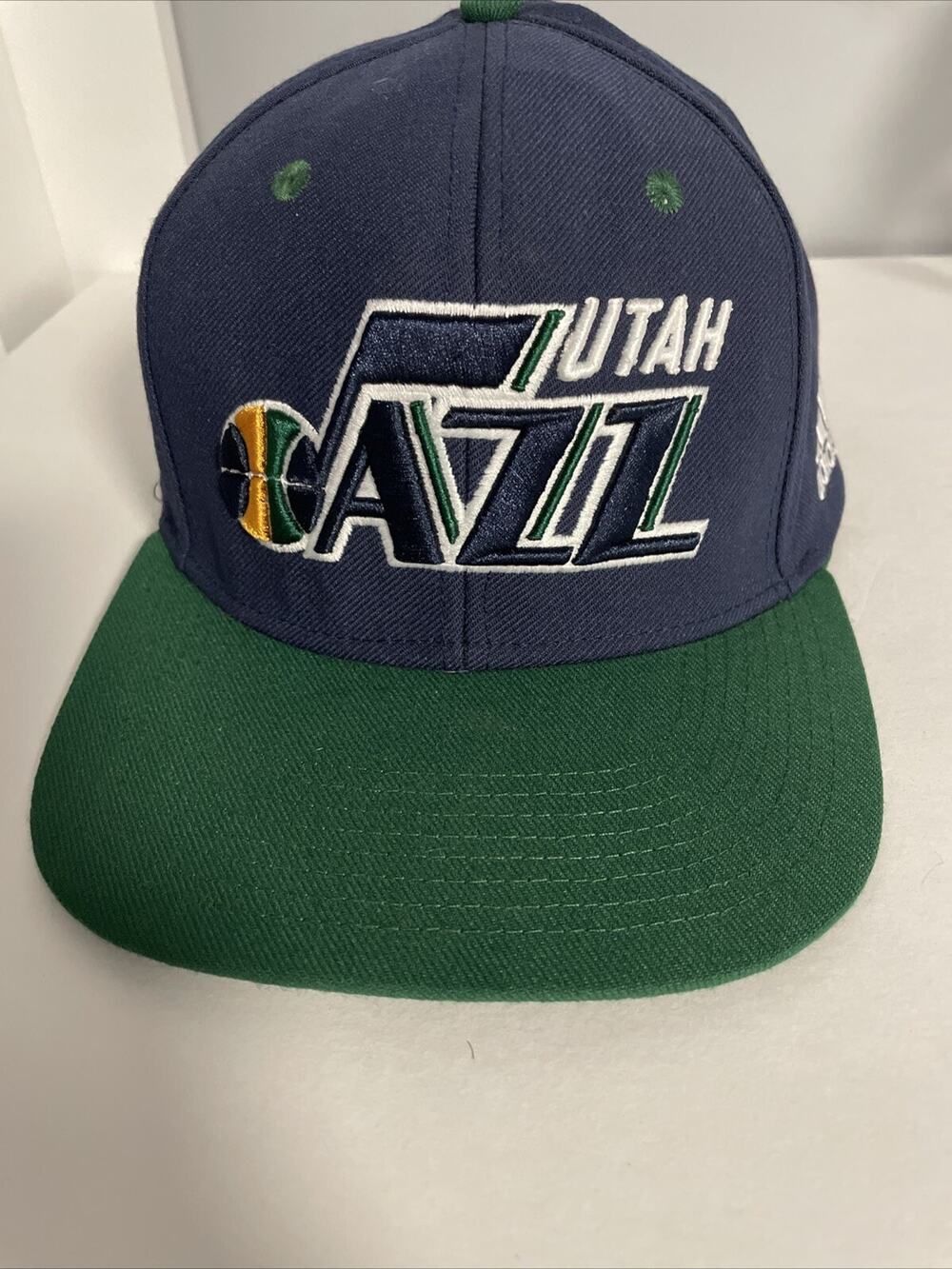 Adidas Utah Jazz Snap Back Hat Green Bill Blue Cap Embroidered Men’s